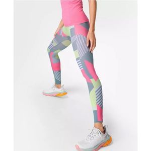 Sweaty Betty Interval Seamless 7/8 Workout Leggings Pink Block Jacquard Size XL